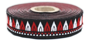 20 mm Red Tepee Ribbon (0.78 inch) | Tepee trim | Jacquard trim | Fabric wide trims | Craft supplie | Vintage trim | 20277