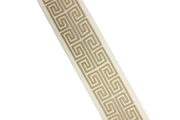 Golden 100 mm Embroidered Ribbons (3.93 inch), Jacquard Trims, Sewing Trim, Drapery Trim, Curtain Trims, Jacquard Ribbons, 176 V3