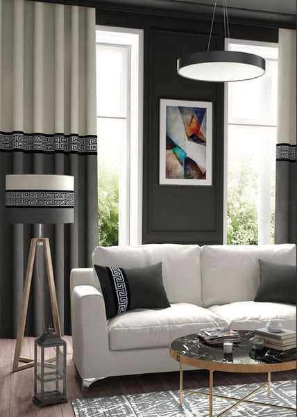 68 mm Dark Blue Greek Key Ribbon Trim (2.67 inch), Jacquard Trims for your Drapes, Curtains, Drapery Banding, Drapery Trim Tape V10 176