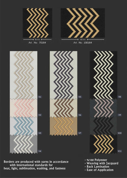2.7" Embroidery Curtain Trim, Brown Color Jacquard Ribbon for Curtains, Drapery Banding, Drapery Trim Tape, Woven Border 184 V6