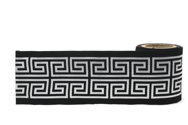 100 mm Black Elegant Greek Key Border, Curtain trims, Sewing Trim, drapery trim, Athena Chinoiserie ribbon Gimp Drapery, Home Decor 176 V9