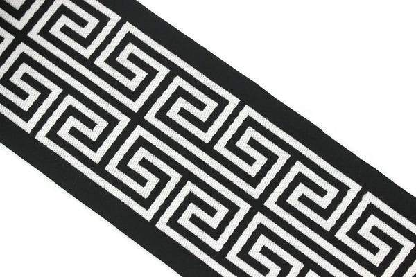 100 mm Black Elegant Greek Key Border, Curtain trims, Sewing Trim, drapery trim, Athena Chinoiserie ribbon Gimp Drapery, Home Decor 176 V9