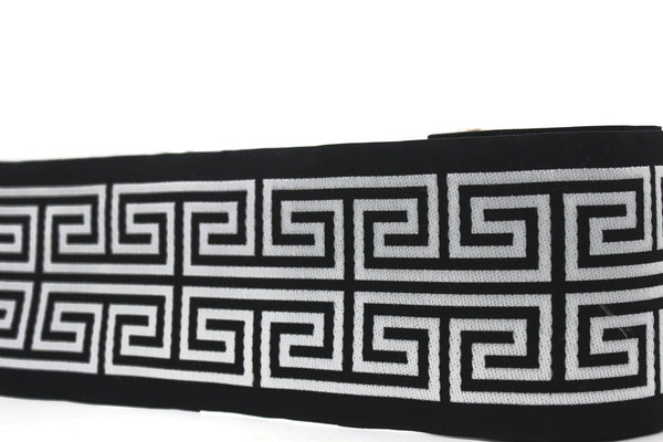 100 mm Black Elegant Greek Key Border, Curtain trims, Sewing Trim, drapery trim, Athena Chinoiserie ribbon Gimp Drapery, Home Decor 176 V9