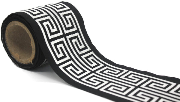 100 mm Black Elegant Greek Key Border, Curtain trims, Sewing Trim, drapery trim, Athena Chinoiserie ribbon Gimp Drapery, Home Decor 176 V9