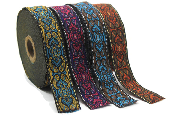 25 mm Mystic Blue jacquard Ribbons (0.98 inch) Sewing Crafts, ribbon trim, jacquard trim, craft supplies, collar supply, trim 25808