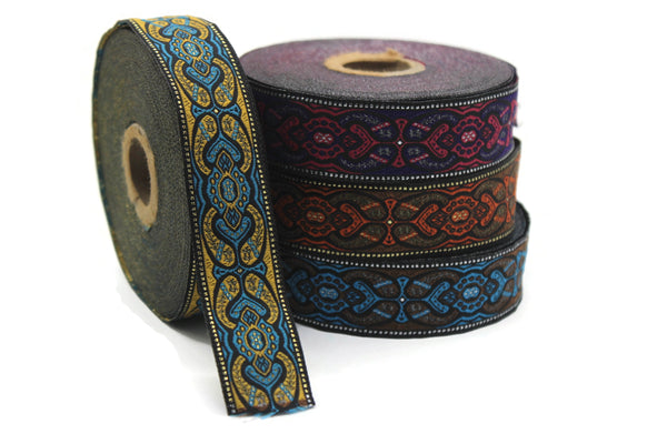 25 mm Mystic Light Orange jacquard Ribbons (0.98 inch) Sewing Crafts, ribbon trim, jacquard trim, craft supplies, collar supply, trim 25808