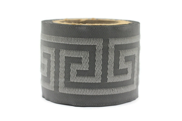 68 mm Greek Key Ribbon Trim (2.67 inch), Jacquard Trims for your Drapes, Curtains, Drapery Banding, Drapery Trim Tape V14 176