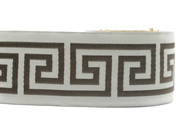 68 mm Greek Key Ribbon Trim (2.67 inch), Jacquard Trims for your Drapes, Curtains, Drapery Banding, Drapery Trim Tape V4 176