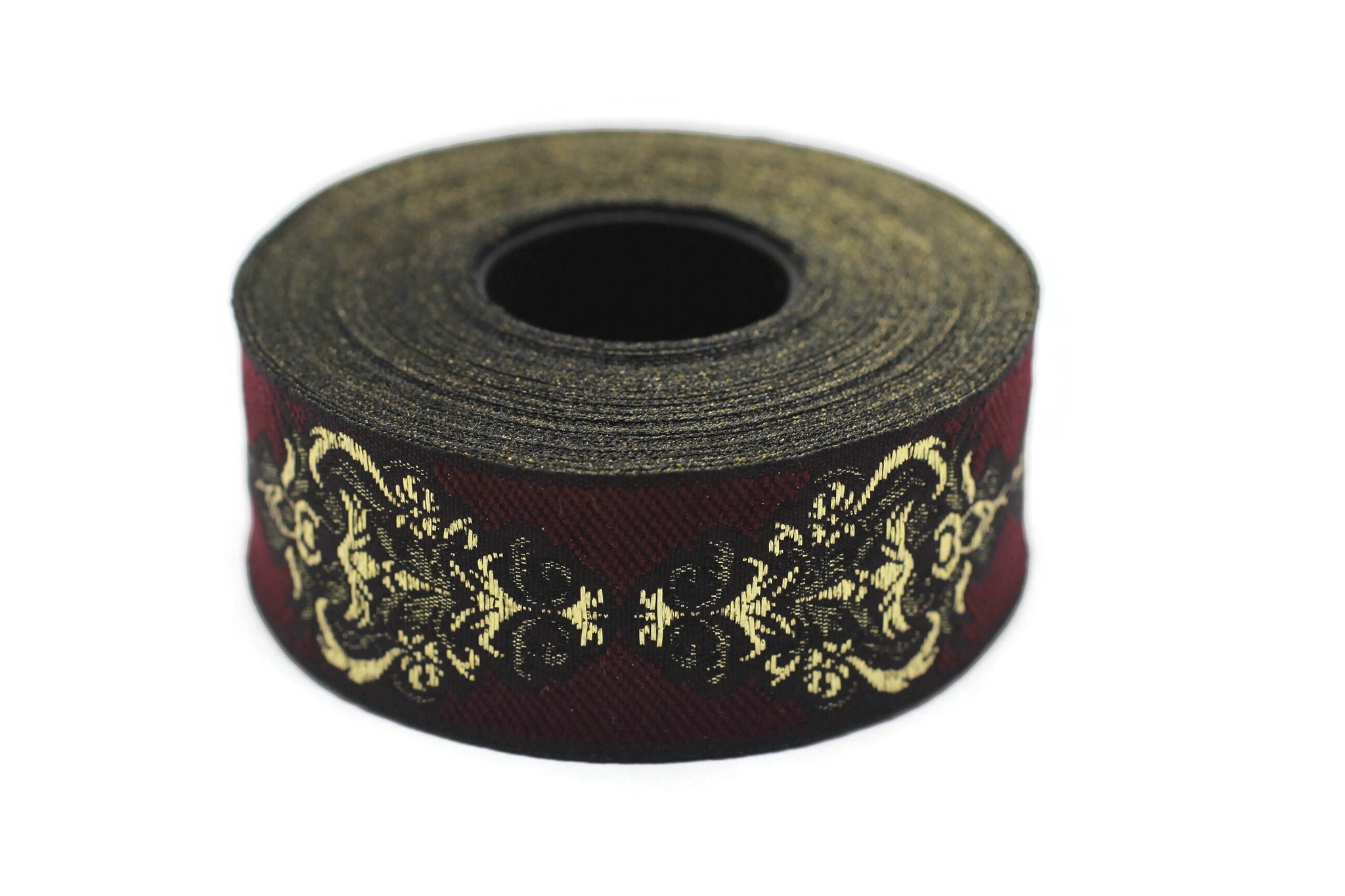 25 mm Red Authentic Jacquard Ribbons (0.98 inches) Sewing Crafts, ribbon trim, jacquard trim, craft supplies, collar supply, trim, 25918