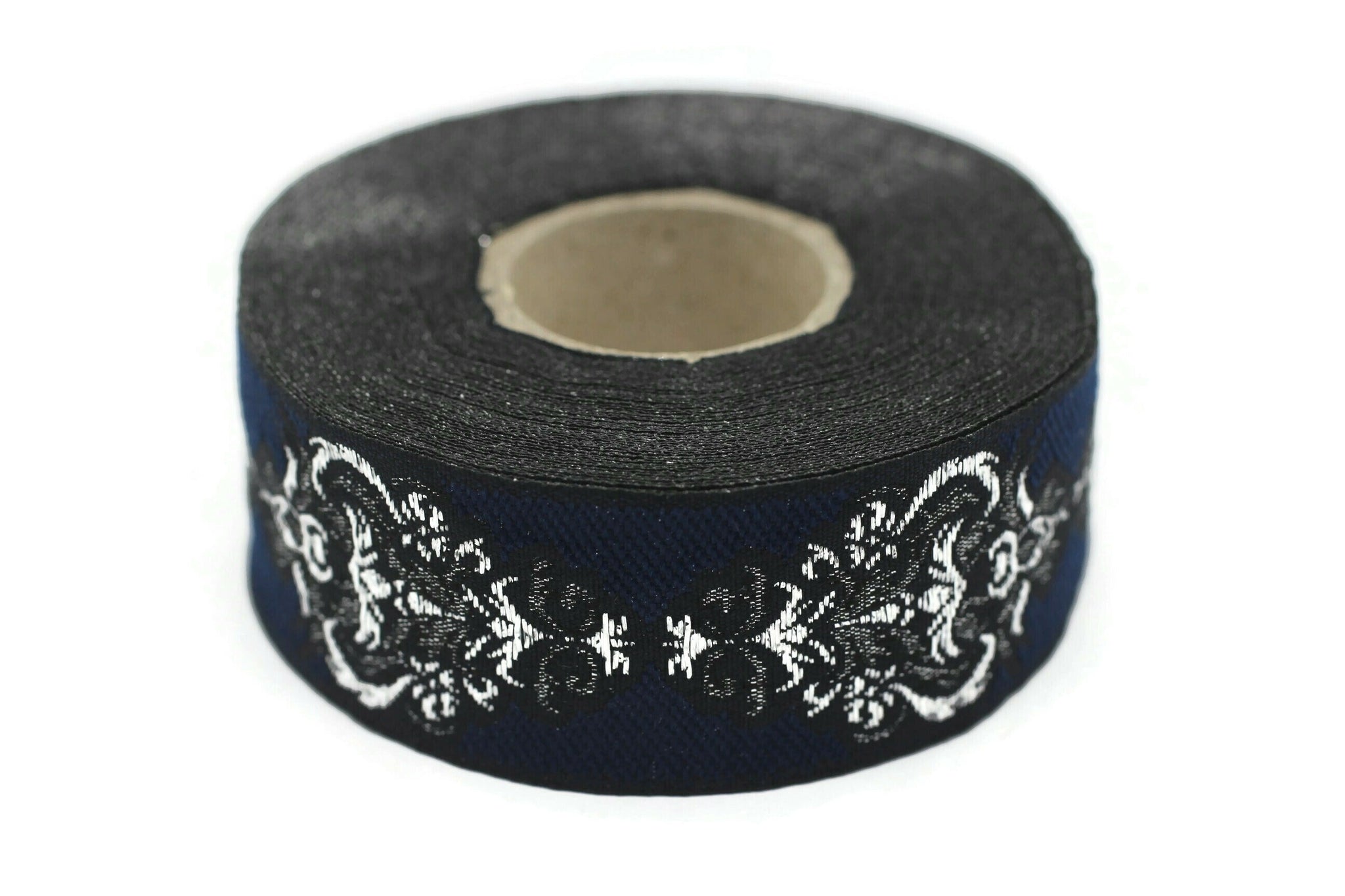 25 mm Blue Authentic Jacquard Ribbons (0.98 inches) Sewing Crafts, ribbon trim, jacquard trim, craft supplies, collar supply, trim, 25918