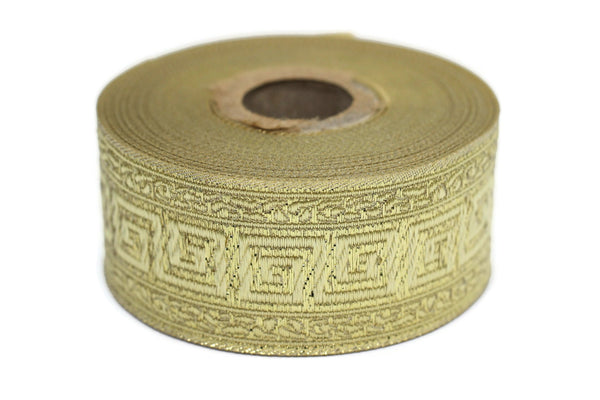 35 mm Greek Key ribbons (1.37 inches), ribbon trims, jacquard ribbons, fabric ribbons, vintage trim, geometric ribbons, 35060