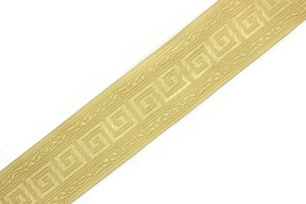35 mm Beige Greek Key ribbons (1.37 inches), ribbon trims, jacquard ribbons, fabric ribbons, vintage trim, geometric ribbons, 35060