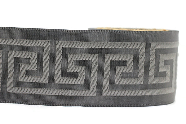 68 mm Greek Key Ribbon Trim (2.67 inch), Jacquard Trims for your Drapes, Curtains, Drapery Banding, Drapery Trim Tape V14 176