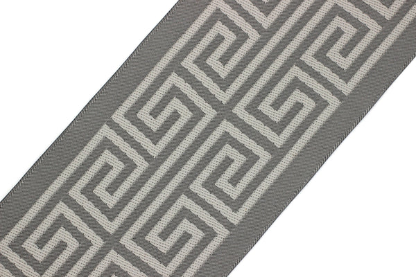 Gray 100 mm Embroidered Ribbon (3.93 inch) | Jacquard Trims | Sewing Trim | Drapery Trim | Curtain Trims | Jacquard Ribbons | 176 V14