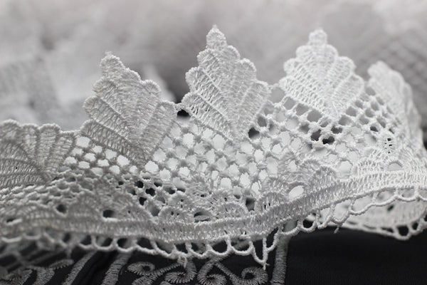 Choose Your 40mm 8 Meters White Bridal Guipure Lace Trim | 1.57 Inches Wide Lace Trim with Leaves | Bridal Lace Guipure | Lace Fabric