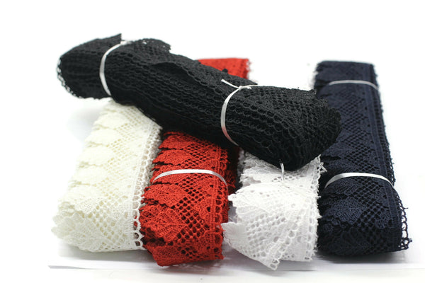 Choose Your 40mm 8 Meters White Bridal Guipure Lace Trim | 1.57 Inches Wide Lace Trim with Leaves | Bridal Lace Guipure | Lace Fabric