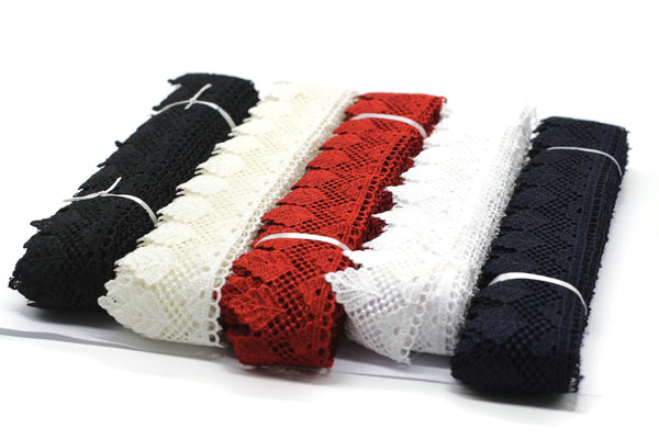 Choose Your 40mm 8 Meters White Bridal Guipure Lace Trim | 1.57 Inches Wide Lace Trim with Leaves | Bridal Lace Guipure | Lace Fabric