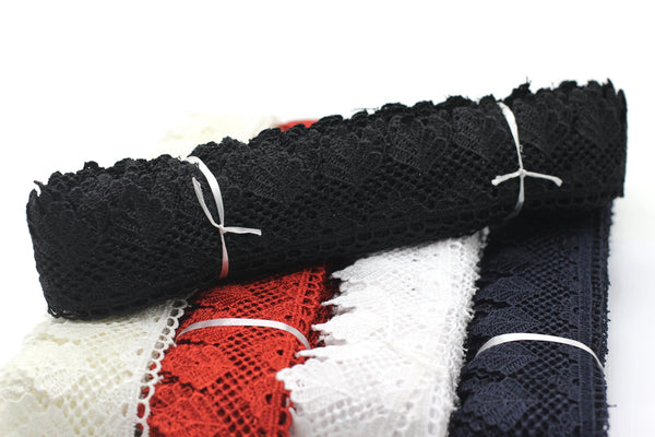 Choose Your 40mm 8 Meters White Bridal Guipure Lace Trim | 1.57 Inches Wide Lace Trim with Leaves | Bridal Lace Guipure | Lace Fabric