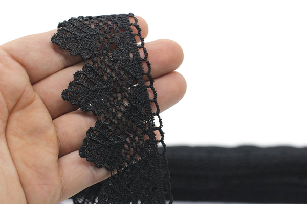 Choose Your 40mm 8 Meters White Bridal Guipure Lace Trim | 1.57 Inches Wide Lace Trim with Leaves | Bridal Lace Guipure | Lace Fabric