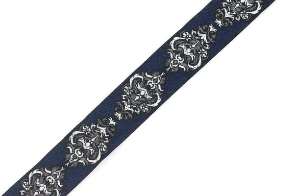 25 mm Blue Authentic Jacquard Ribbons (0.98 inches) Sewing Crafts, ribbon trim, jacquard trim, craft supplies, collar supply, trim, 25918