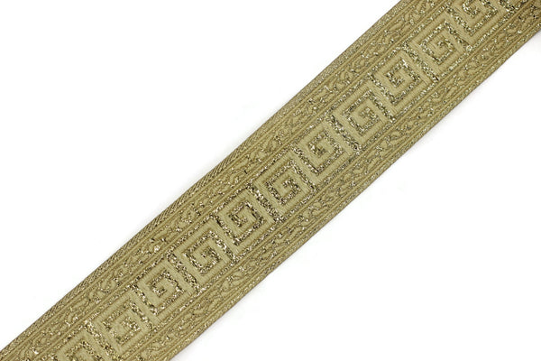 35 mm Golden Greek Key ribbons (1.37 inches), ribbon trims, jacquard ribbons, fabric ribbons, vintage trim, geometric ribbons, 35060