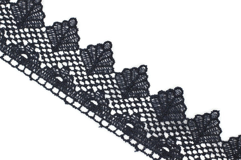 40mm 8 Meters Dark Blue Guipure Lace Trim | 1.57 Inches Wide Lace Trim with Leaves | Bridal Lace | Dark Blue Guipure Lace Trim