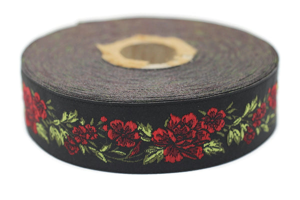25 mm Floral Jacquard trim (0.98 inches, vintage Ribbon, Decorative Craft Ribbon, Floral Jacquard Ribbon, towel trim, 25096