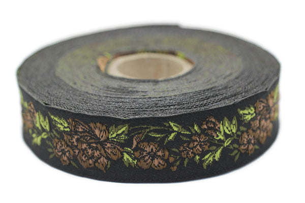 25 mm Floral Jacquard trim (0.98 inches, vintage Ribbon, Decorative Craft Ribbon, Floral Jacquard Ribbon, towel trim, 25096
