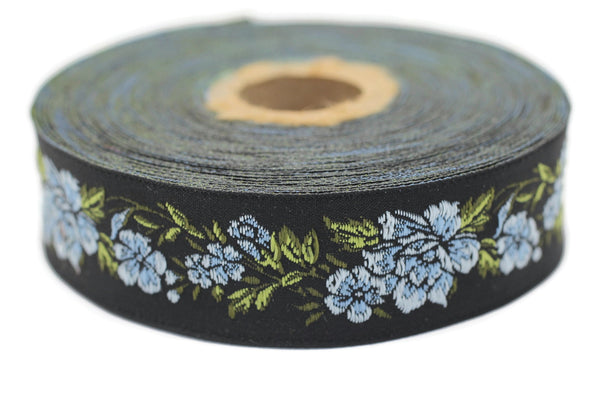 25 mm Floral Jacquard trim (0.98 inches, vintage Ribbon, Decorative Craft Ribbon, Floral Jacquard Ribbon, towel trim, 25096