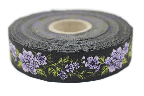 25 mm Floral Jacquard trim (0.98 inches, vintage Ribbon, Decorative Craft Ribbon, Floral Jacquard Ribbon, towel trim, 25096