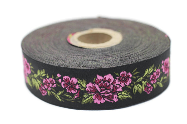 25 mm Floral Jacquard trim (0.98 inches, vintage Ribbon, Decorative Craft Ribbon, Floral Jacquard Ribbon, towel trim, 25096