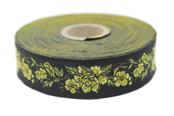 25 mm Floral Jacquard trim (0.98 inches, vintage Ribbon, Decorative Craft Ribbon, Floral Jacquard Ribbon, towel trim, 25096