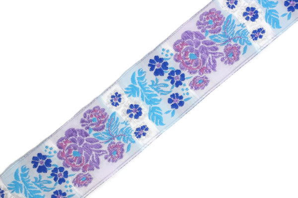 35 mm Lilac Floral Embroidered ribbon (1.37 inches), Vintage Jacquard, Floral ribbon, Sewing trim, Jacquard trim, Jacquard ribbon, 35097