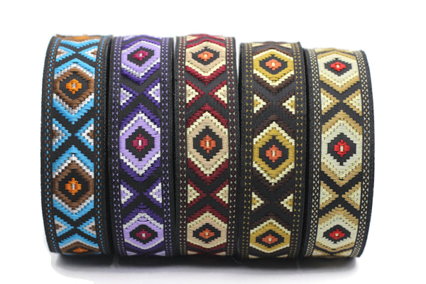 25 mm Hexagon Jacquard trim (0.98 inches), vintage Ribbon, Decorative Craft Ribbon, Sewing, Jacquard ribbons, ribbon trim, 25952