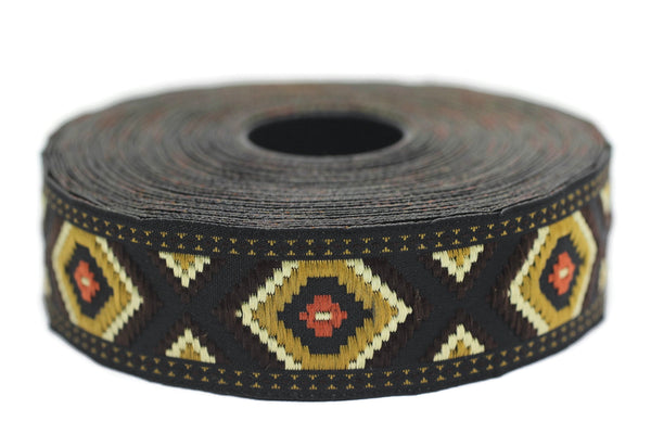 25 mm Hexagon Jacquard trim (0.98 inches), vintage Ribbon, Decorative Craft Ribbon, Sewing, Jacquard ribbons, ribbon trim, 25952