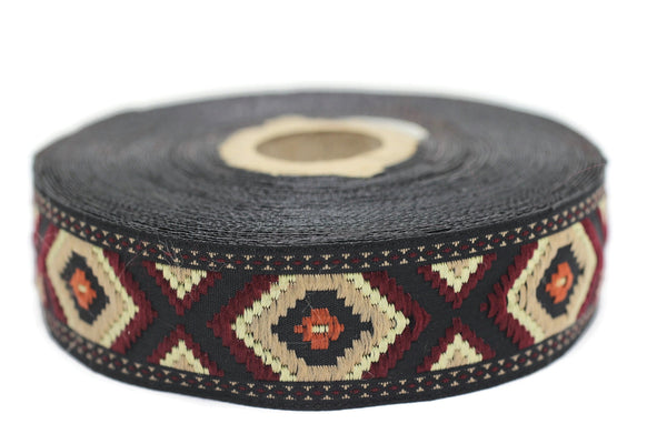 25 mm Hexagon Jacquard trim (0.98 inches), vintage Ribbon, Decorative Craft Ribbon, Sewing, Jacquard ribbons, ribbon trim, 25952