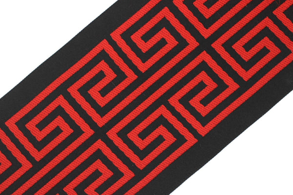 SALE 3.5 Meters 100 mm Red&Black Greek Key Border, Curtain trims, Sewing Trim, drapery trim, Gimp Drapery, 176 V12