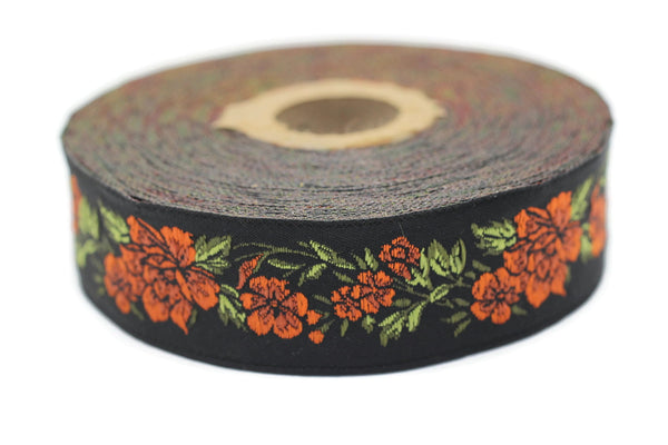 25 mm Floral Jacquard trim (0.98 inches, vintage Ribbon, Decorative Craft Ribbon, Floral Jacquard Ribbon, towel trim, 25096