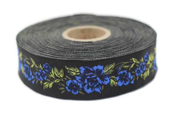 25 mm Floral Jacquard trim (0.98 inches, vintage Ribbon, Decorative Craft Ribbon, Floral Jacquard Ribbon, towel trim, 25096