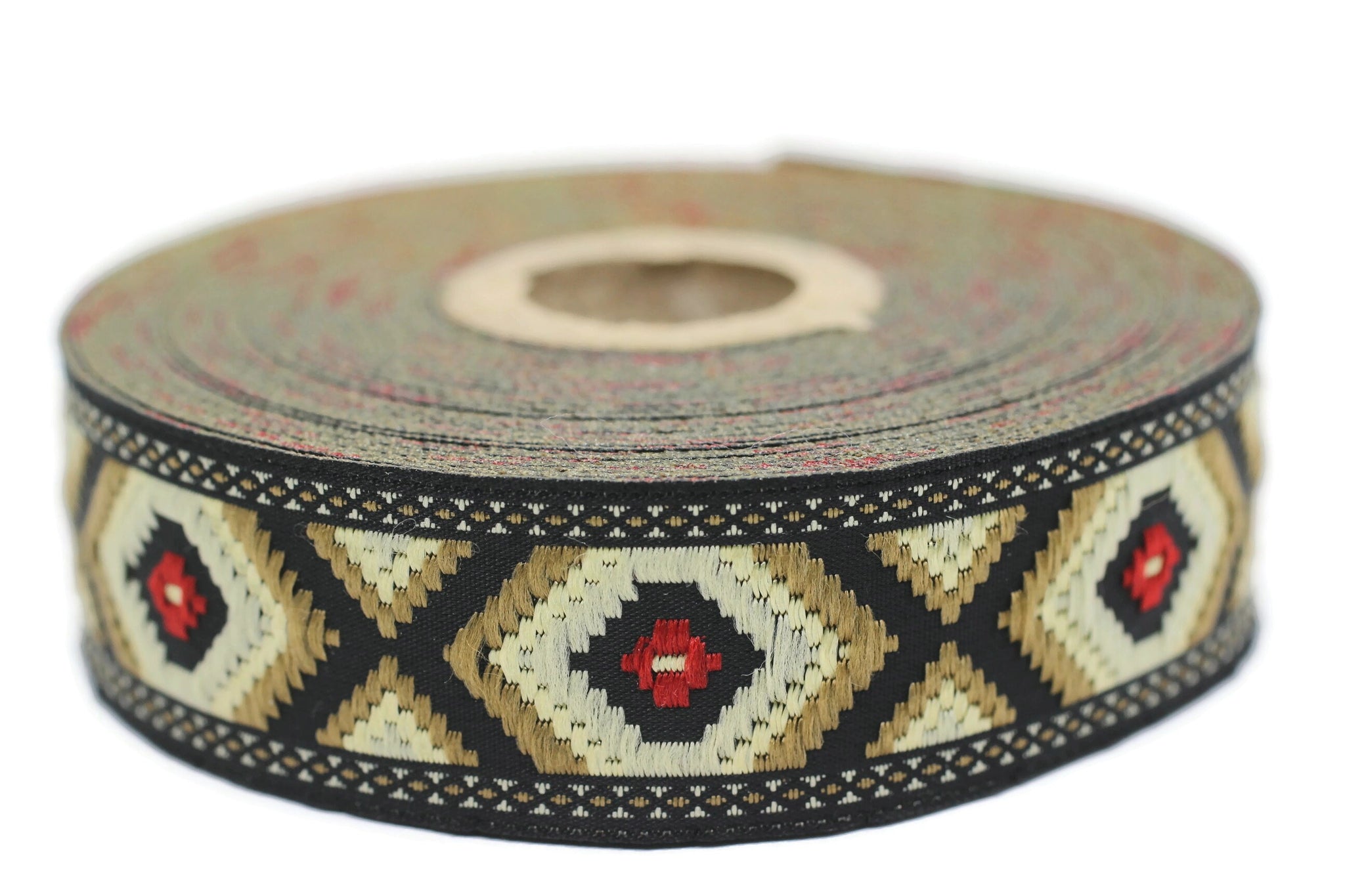 25 mm Hexagon Jacquard trim (0.98 inches), vintage Ribbon, Decorative Craft Ribbon, Sewing, Jacquard ribbons, ribbon trim, 25952