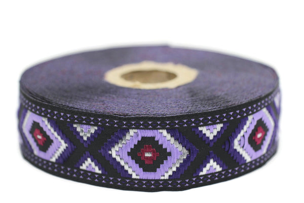 25 mm Hexagon Jacquard trim (0.98 inches), vintage Ribbon, Decorative Craft Ribbon, Sewing, Jacquard ribbons, ribbon trim, 25952