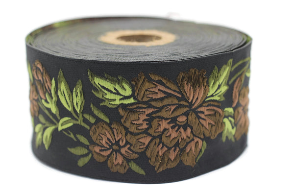 50 mm Floral Jacquard trim (1.96 inches), vintage Ribbon, Decorative Craft Ribbon, Floral Jacquard Ribbon, Trim, 50096