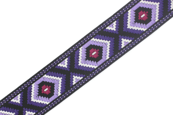35 mm Hexagon jacquard ribbons 1.37 inches, Geometric embroidered trim, woven trim, woven jacquards, woven border, 35952