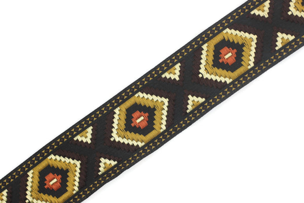 35 mm Hexagon jacquard ribbons 1.37 inches, Geometric embroidered trim, woven trim, woven jacquards, woven border, 35952