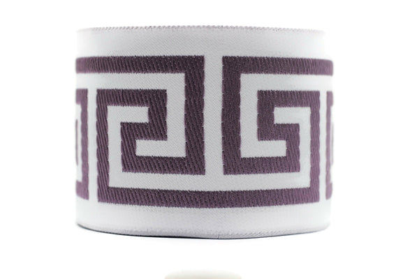 68 mm Light Purple Greek Key Ribbon Trim (2.67 inch), Jacquard Trims for your Drapes, Curtains, Drapery Banding, Drapery Trim Tape V7 176