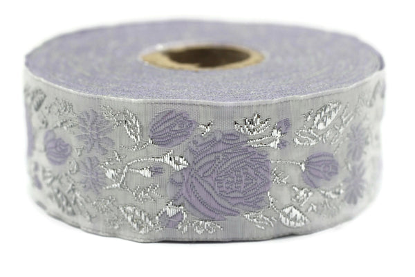 35 mm Floral Jacquard trim (1.37 inches), Rose emboried Ribbon, Decorative Craft Ribbon, Jacquard Ribbon Trim, 35089