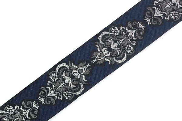 35 mm Blue Authentic Jacquard Ribbons (1.37 inches) Sewing Crafts, ribbon trim, jacquard trim, craft supplies, collar supply, trim, 35918