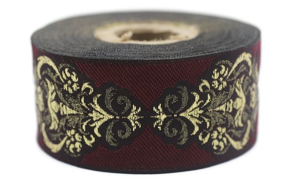 35 mm Red Authentic Jacquard Ribbons (1.37 inches) Sewing Crafts, ribbon trim, jacquard trim, craft supplies, collar supply, trim, 35918