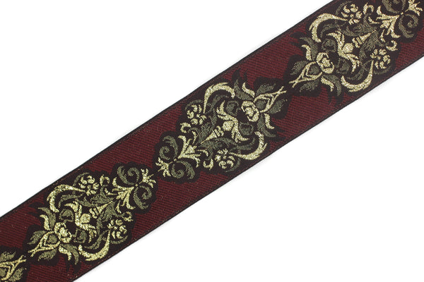 35 mm Red Authentic Jacquard Ribbons (1.37 inches) Sewing Crafts, ribbon trim, jacquard trim, craft supplies, collar supply, trim, 35918