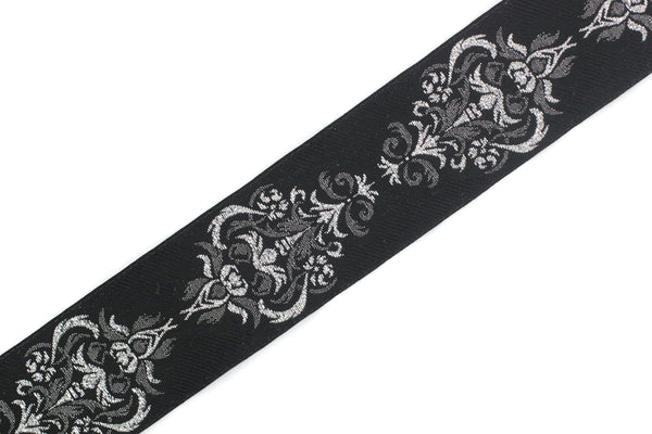 35 mm Black Authentic Jacquard Ribbons (1.37 inches) Sewing Crafts, ribbon trim, jacquard trim, craft supplies, collar supply, trim, 35918
